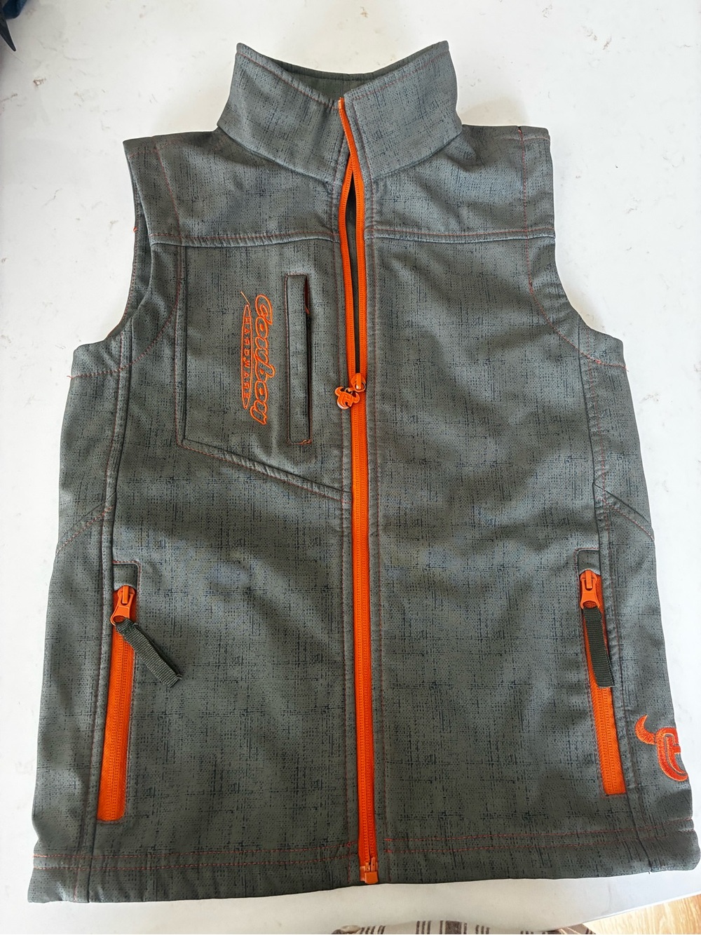 Kids Green Vest with Orange Trim